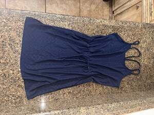 Roxy Navy Blue Eyelet Lace Racerback Cover-Up Dress